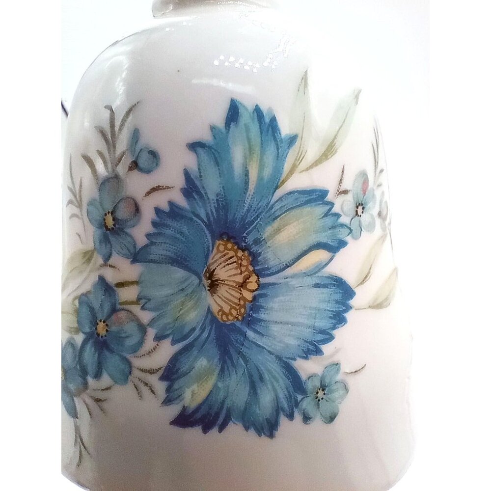 Porcelain Hand Bell Inarco E-4479 Blue Wildflowers Vintage 5 Inch 1970s - Picture 10 of 15
